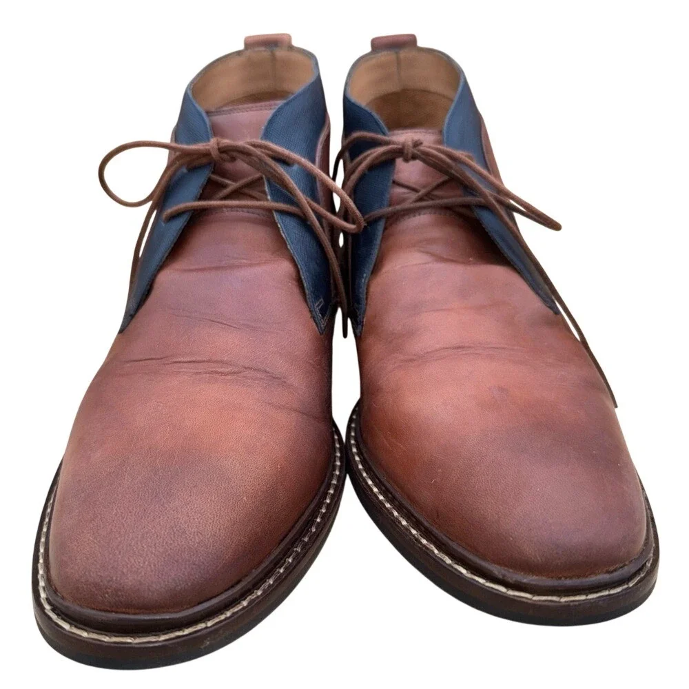 Cole‎ Haan Gray Don Brown Leather Chukka Boots, Black detail Men's 10.5 GUC